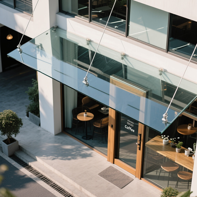 Hotel Villa Winkel Glazen Deur Luifel Luifel Toegangsdeur Luifel Aluminium Gehard Frameloos Glas Luifel voor Raam en Deur