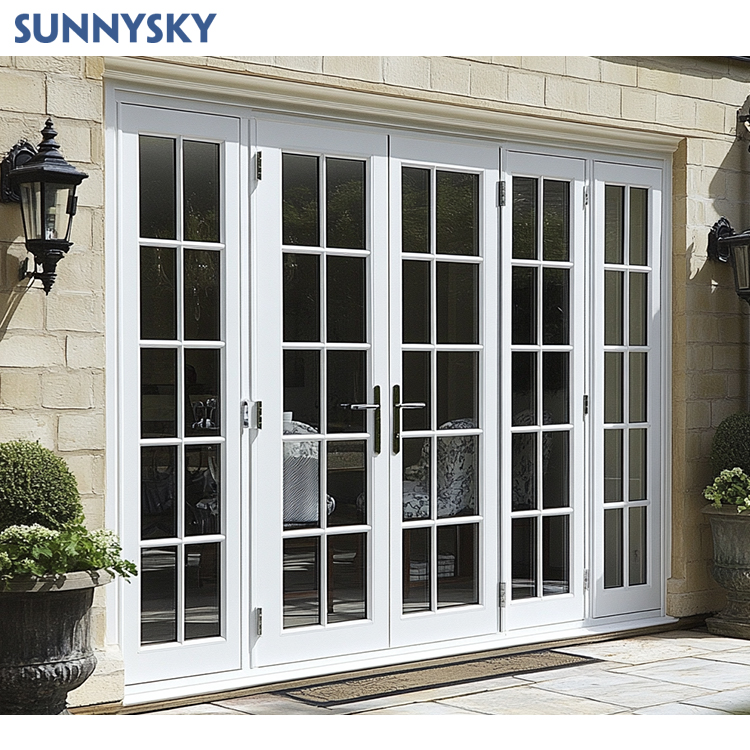 Sunnysky NFRC stalen openslaande deuren met glas, thermisch onderbroken aluminium kozijnen, Crittall deuren, draaideuren voor terrassen en tussenschotten.