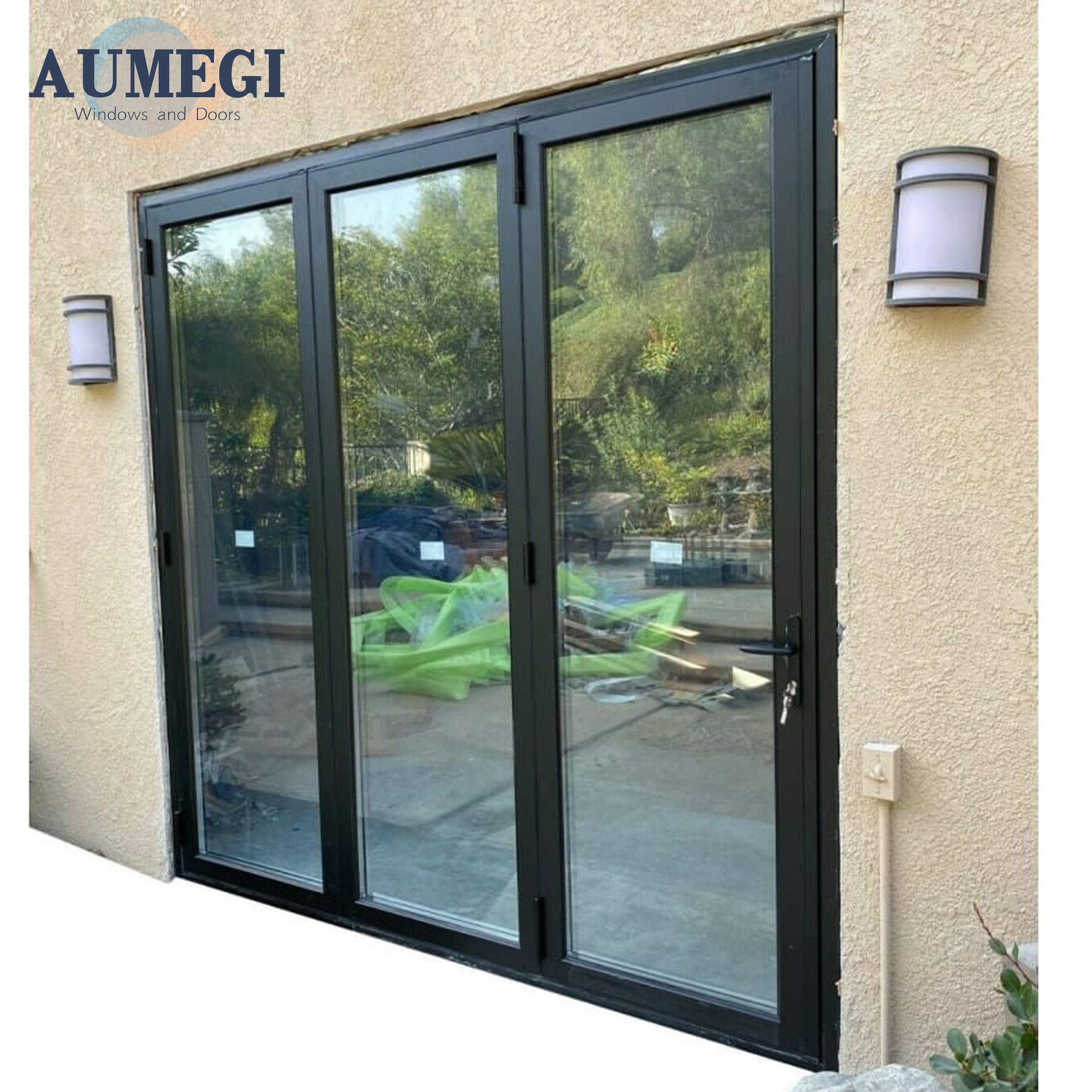 Aumegi verticale vouwdeuren in Australische stijl, aluminium vouwdeuren voor terras, schuifdeuren
