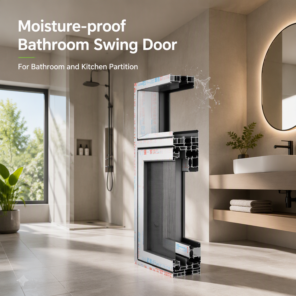 Thermisch onderbroken aluminium draaideur voor badkamer