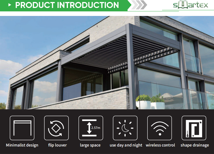 Elektrisch verstelbare aluminium pergola