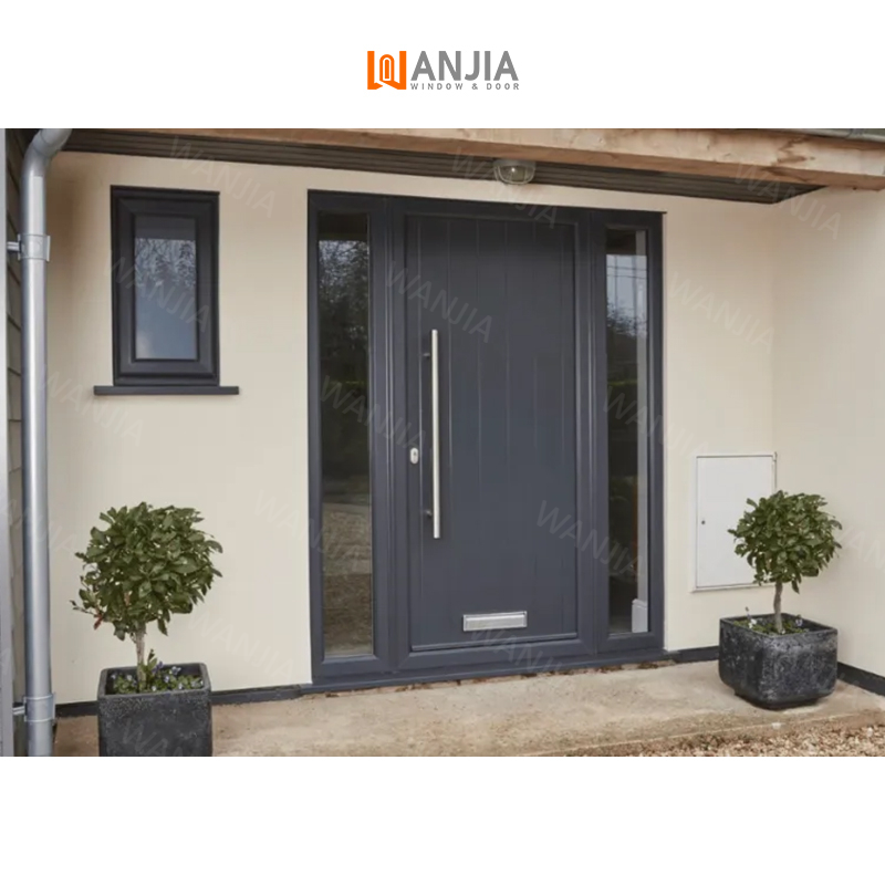 WANJIA Moderne Design Voordeur met Veiligheidsdeur, Aluminium Buitendeur met Veiligheidsdeur