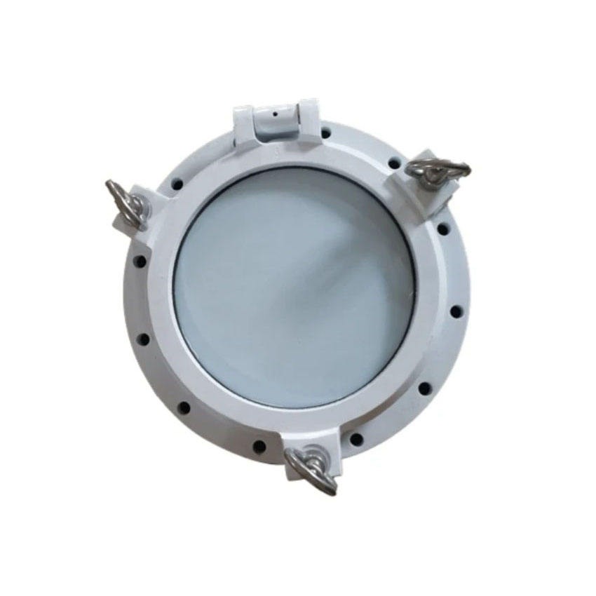Rond aluminium patrijspoortraam voor boten met doodlicht, nieuw, gemaakt van staal.