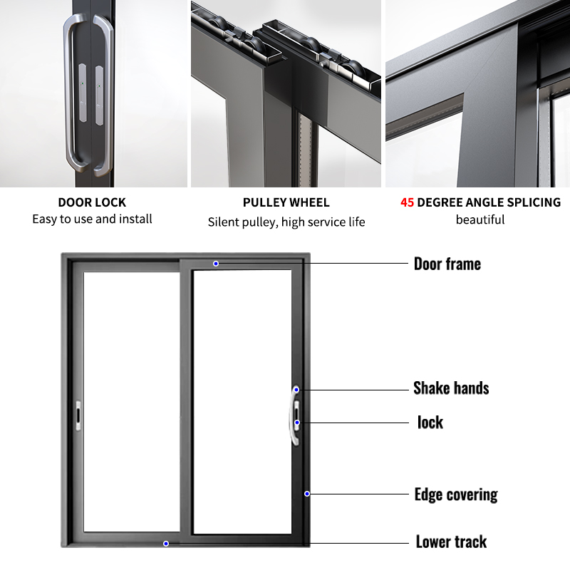 EOKO Moderne Aluminium Schuifdeur met Geribbeld Glas voor Badkamer Scheiding, Privacybeschermende Slanke Glazen Deuren