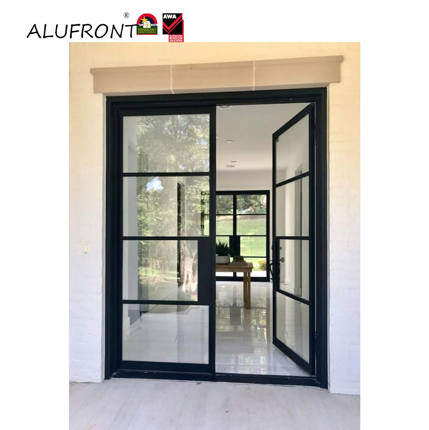 Alufront stalen look openslaande glazen Franse deuren met thermische onderbreking, aluminium draai-kiepdeur, Crittall deur, scharnierende terrasafscheiding, hotel