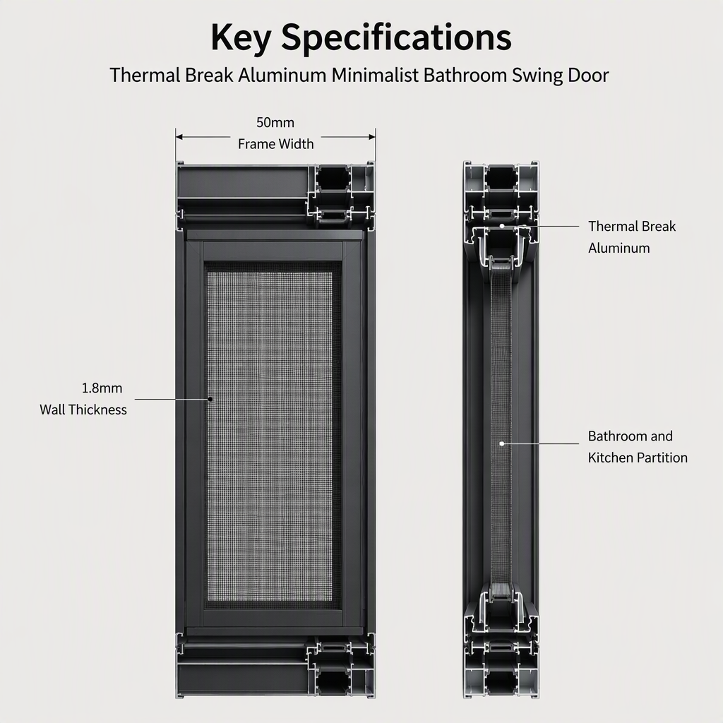 Afwerking en constructie van aluminium scheidingsdeur