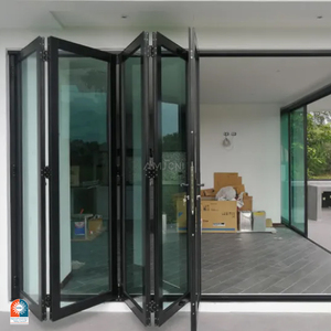 AMJ NFRC Grid Design Villa Waterdichte Vouwdeuren Aluminium Buitendeur Balkon Terras Lowe Glazen Deuren