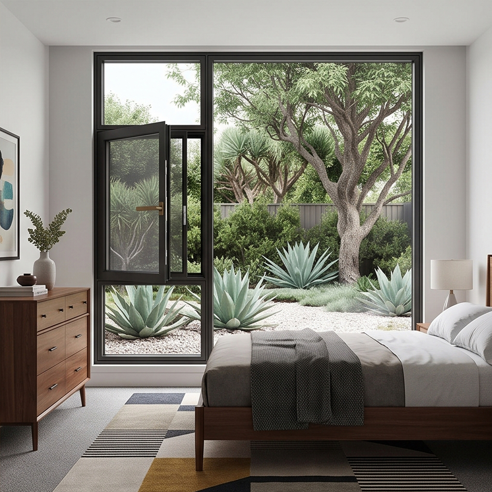 Op maat gemaakte aluminium panoramaramen, grote vaste glasramen voor woonkamer, slaapkamer en moderne woningen.