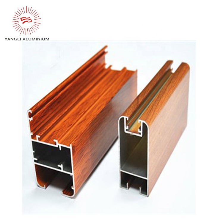 Aluminium deuren en ramen met thermische onderbreking en houtnerfpatroon. Aluminium extrusieprofiel voor ramen en deuren.