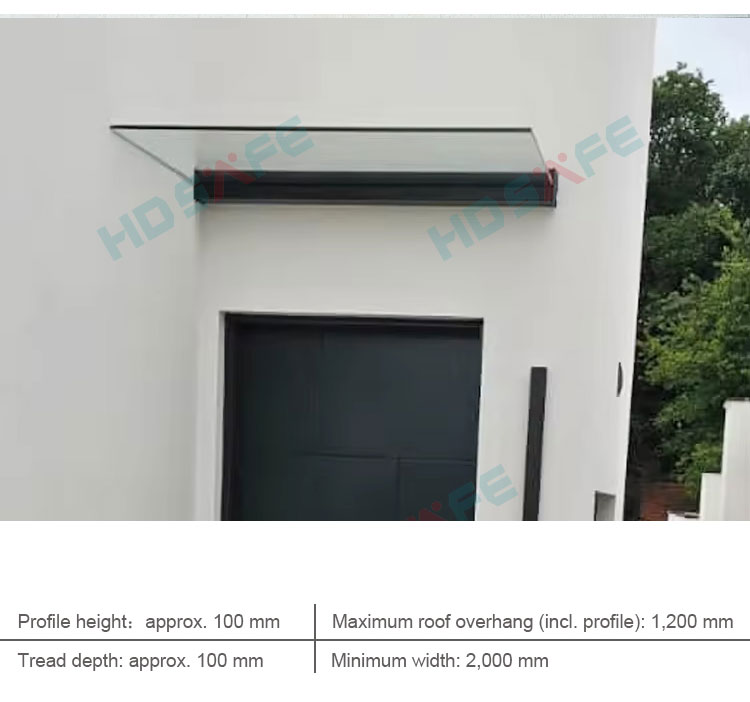 Hotel Villa Winkel Glazen Deur Luifel Luifel Toegangsdeur Luifel Aluminium Gehard Frameloos Glas Luifel voor Raam en Deur