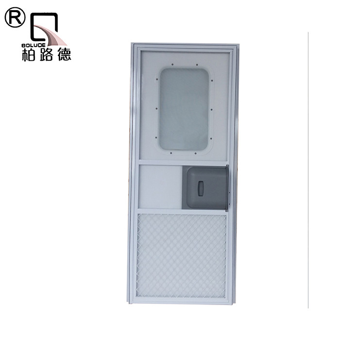 Aluminiumlegering zijdeur voor camper met hor en raam, waterdichte accessoires voor camper, caravan of trailer.