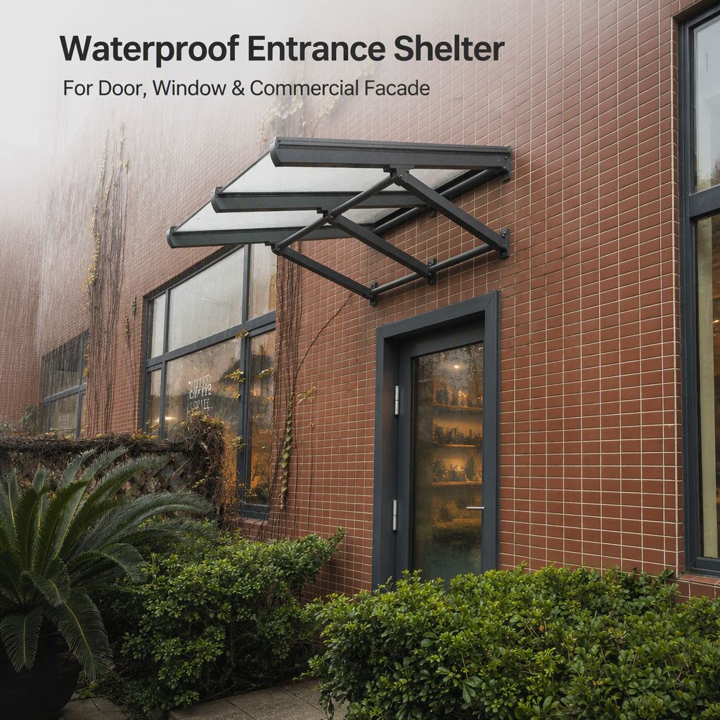 Weerbestendige aluminiumlegering glazen luifel dubbel gehard Low E glas overkapping waterdichte zonwering