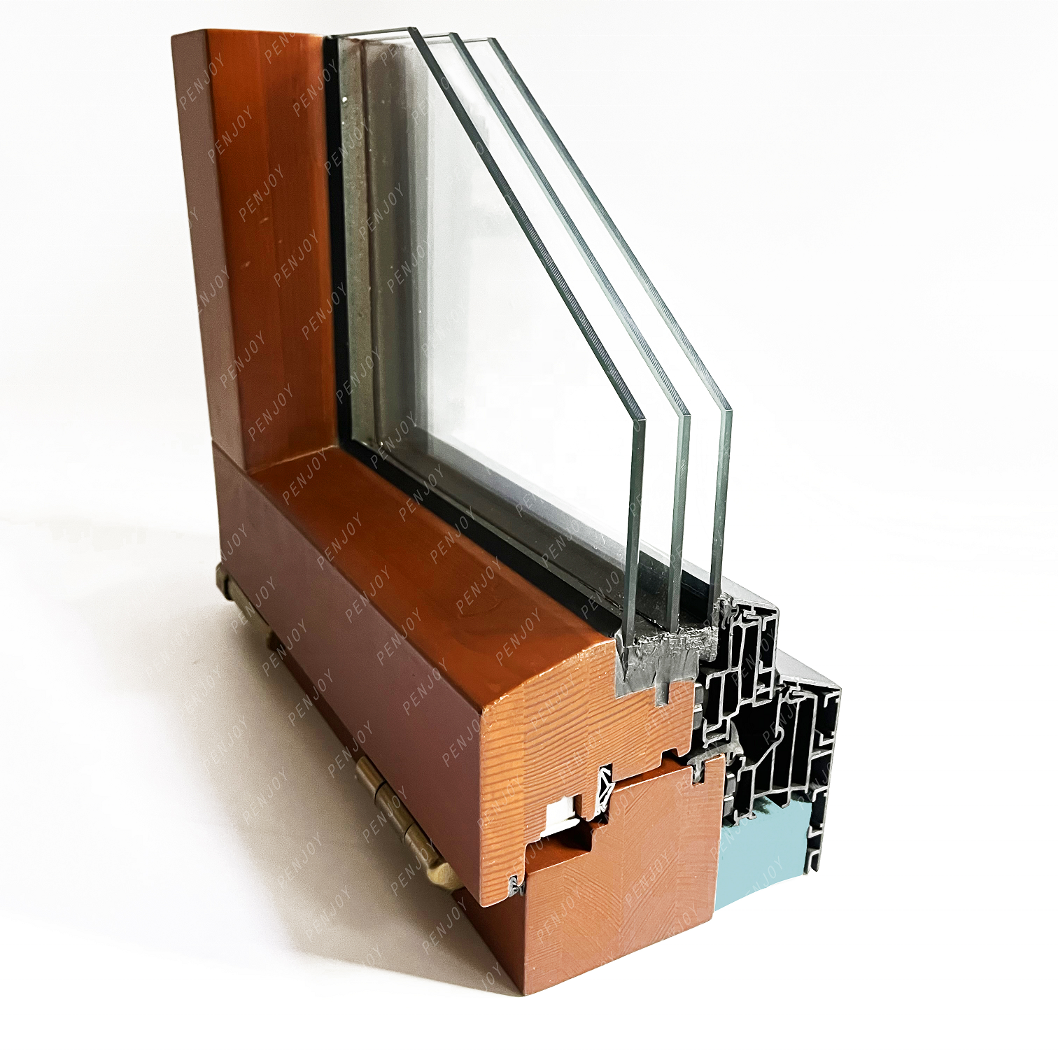 Passieve ramen, aluminium bekleed, houten kantel- en draaischerm, modern openslaand model, op maat gemaakte kleuren, glazen raam