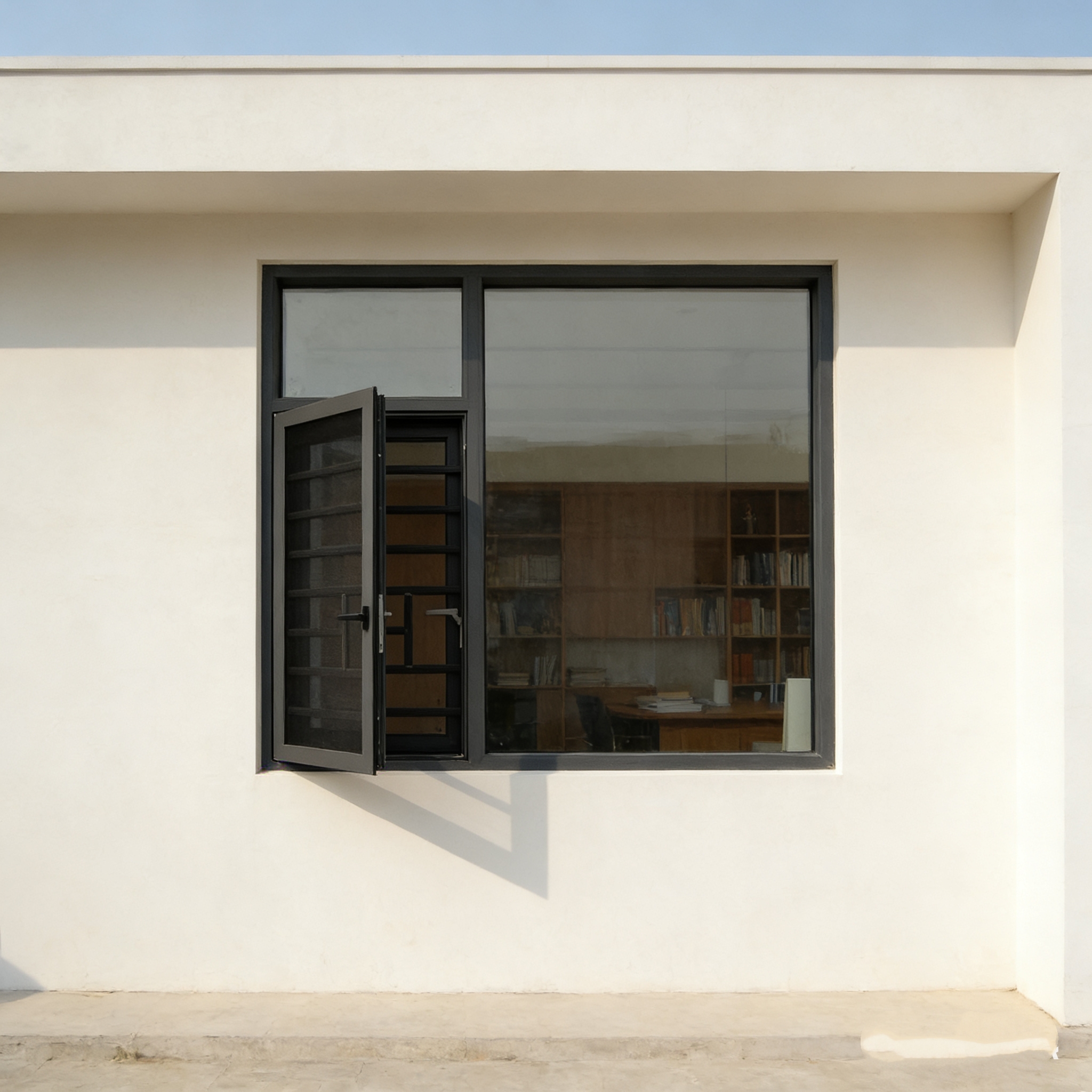 Aomeja thermisch onderbroken aluminium vast raam met dubbel glas, lage emissiecoating, geluidsisolatie, energiebesparend, modern, metalen gaas, keuken, villa