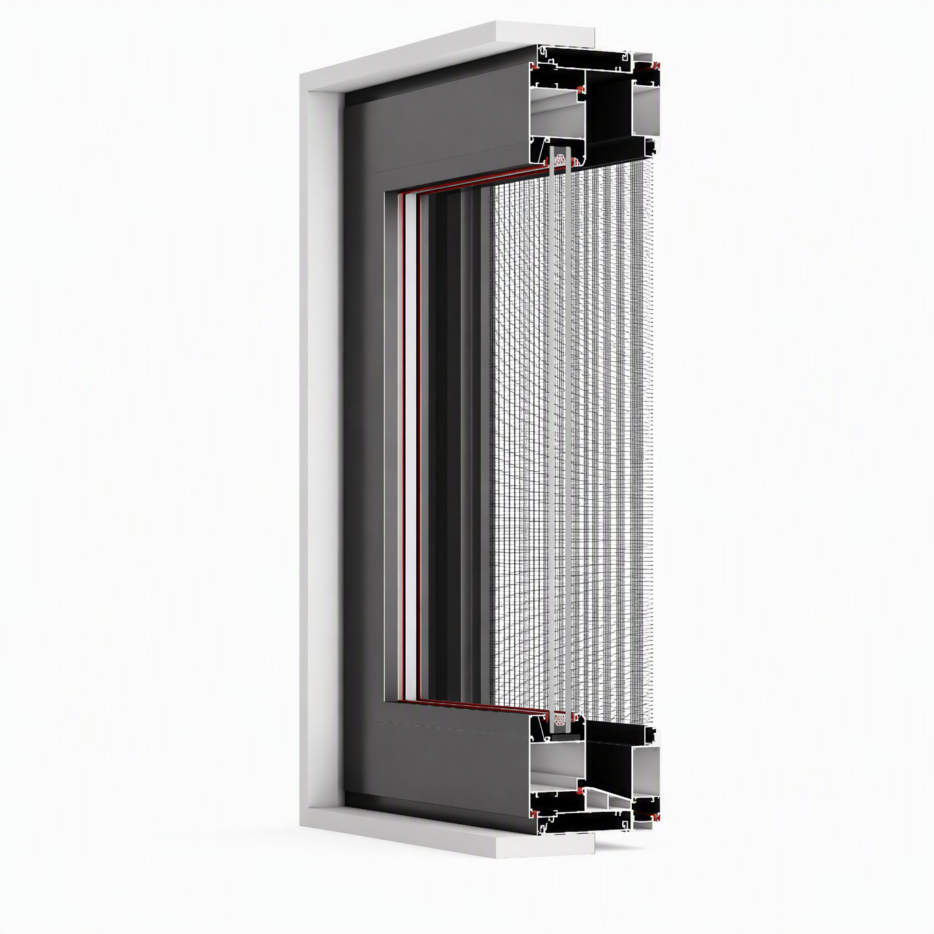 Moderne draaideur van aluminiumlegering met horgaas en geluidsisolatie voor woonhuizen, villa's en op maat gemaakte deuren.
