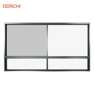 DERCHI Dubbelglas gehard glas brandwerend veiligheidsontwerp aluminium horizontaal schuifraam orkaanbestendig
