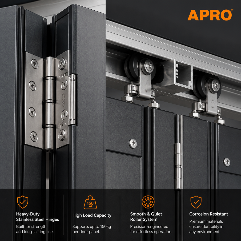 Breedste binnenvouwdeuren met gehard glas, aluminium vouwrolmagneet, aluminium vouwdeuren voor de badkamer