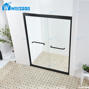 Badkamer douche schuifdeur matzwart frame gelaagd gehard glas