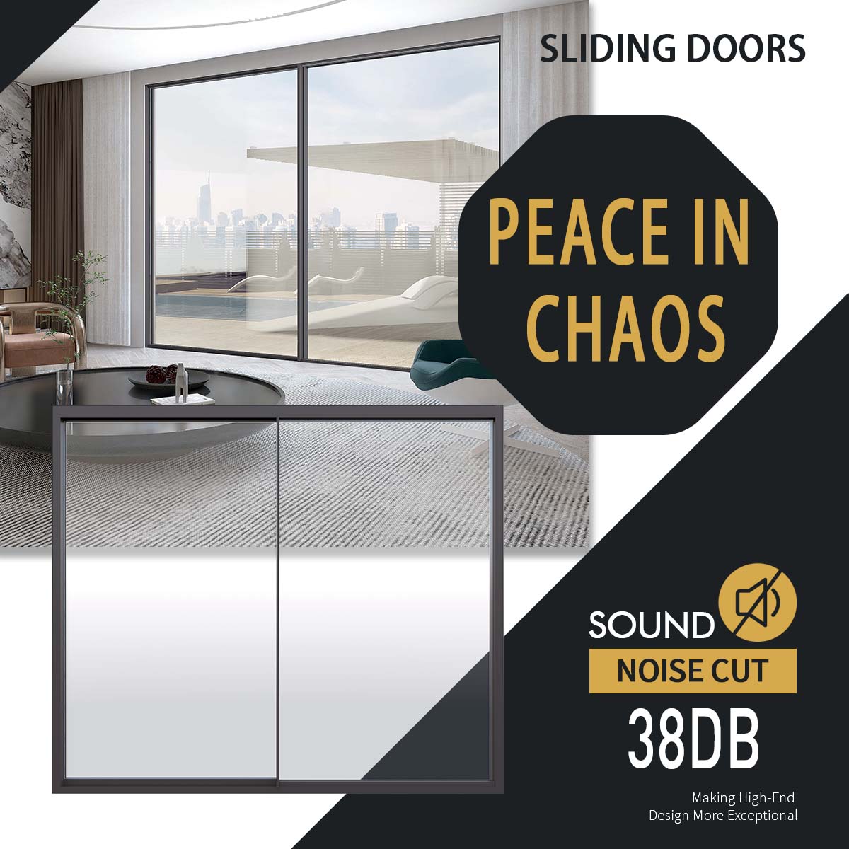 Wazzor energiezuinige aluminium schuifdeuren met gehard glas, frameloos, geschikt voor terras, balkon en andere binnenruimtes.