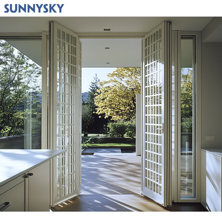 Sunnysky NFRC stalen openslaande deuren met glas, thermisch onderbroken aluminium kozijnen, Crittall deuren, draaideuren voor terrassen en tussenschotten.
