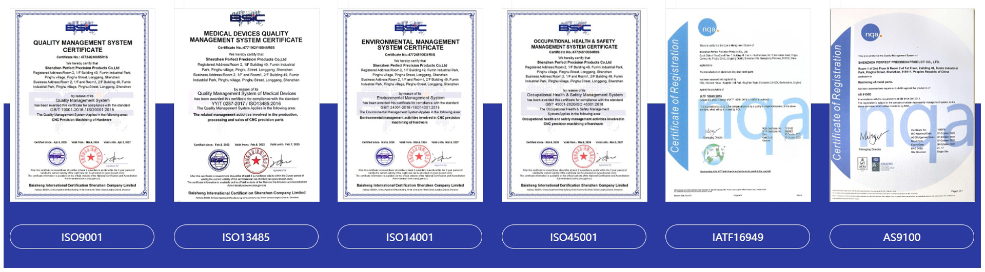 Kwaliteitscertificaten ISO IATF