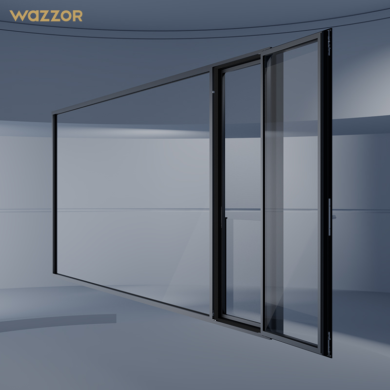 Wazzor Modern Design Draai-kiepraam/Deur in Aluminiumlegering met Dubbel Glas