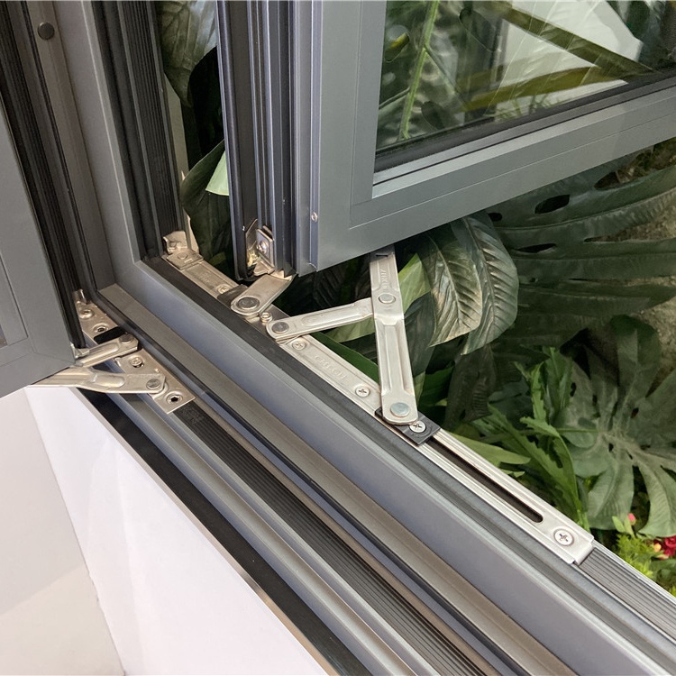 Op maat gemaakte aluminium ramen, orkaanbestendig, dubbelglas, Franse erker, slimme aluminium draai-kiepramen