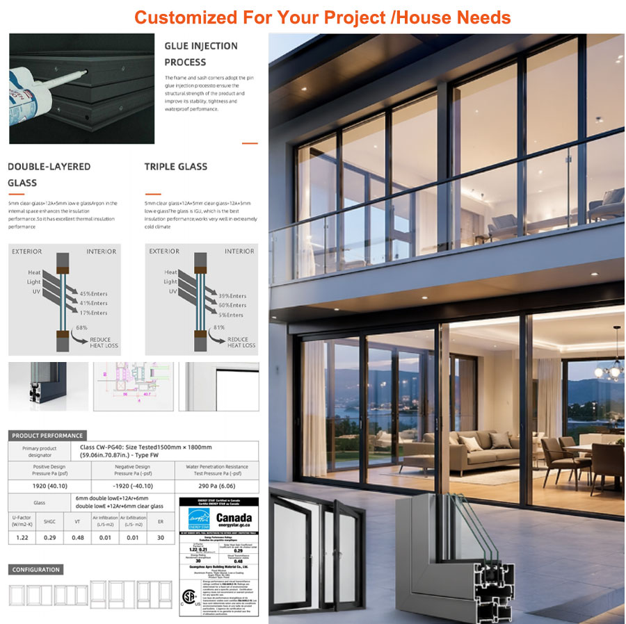 APRO Aluminium Vouwdeur Prijs Thermisch Onderbreekbaar Glas Dubbele Vouwdeur Buiten Terras Dubbele Vouwdeur