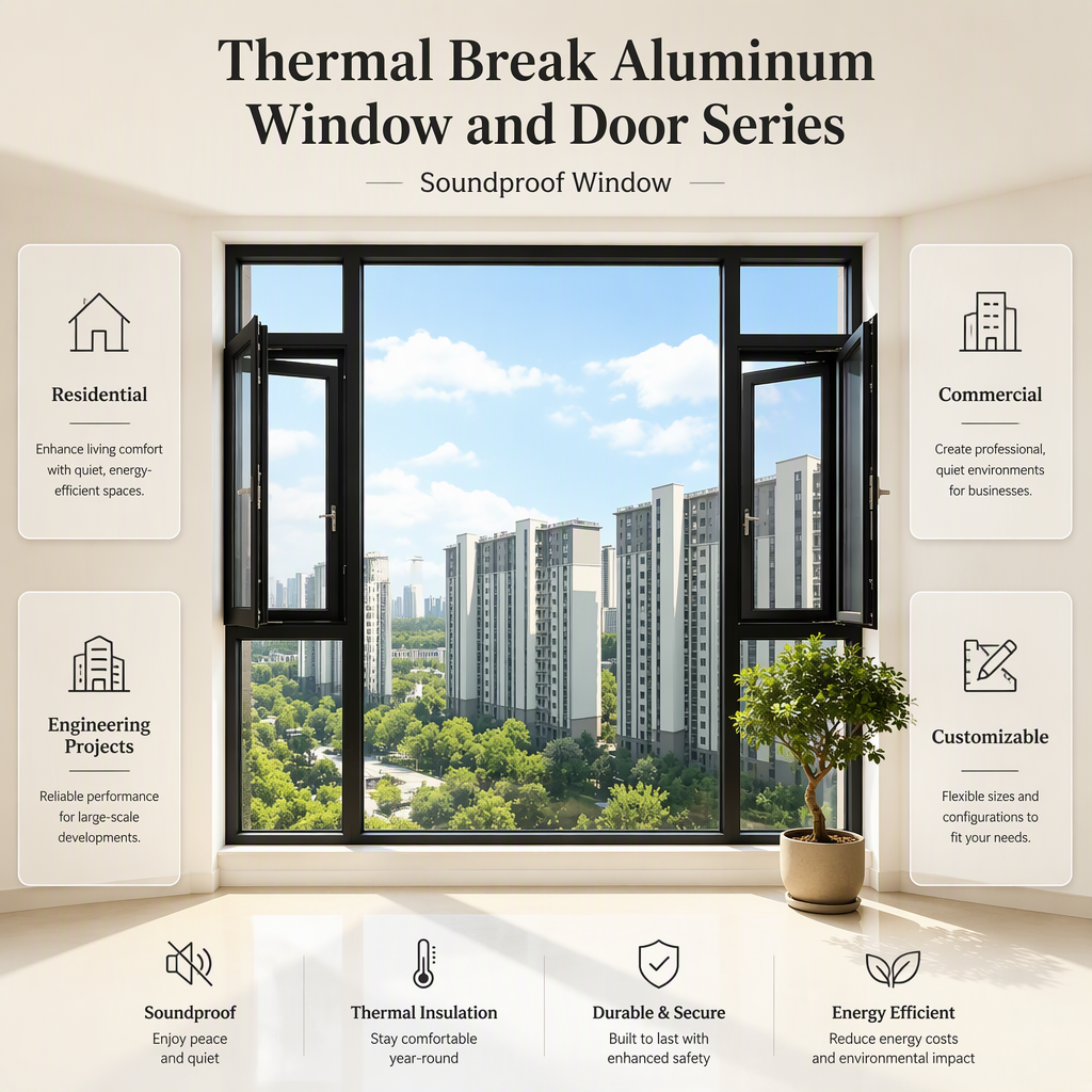 Thermisch onderbroken aluminium draairaam en schuifpui panoramisch glas