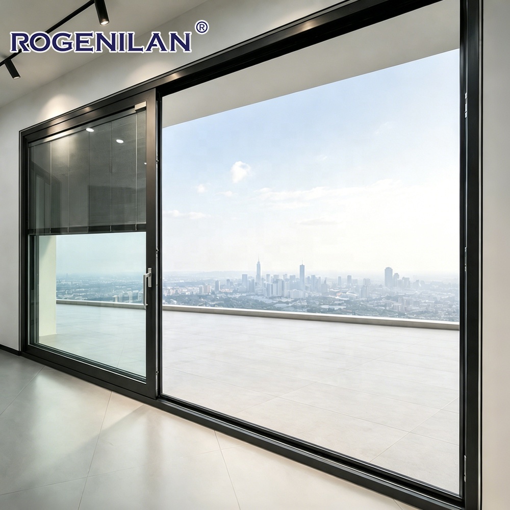 Rogenilan AS2047 Aluminium Schuifdeuren Dubbelglas Porte Maison Schuifdeuren Puertas Corredisas Met Rail