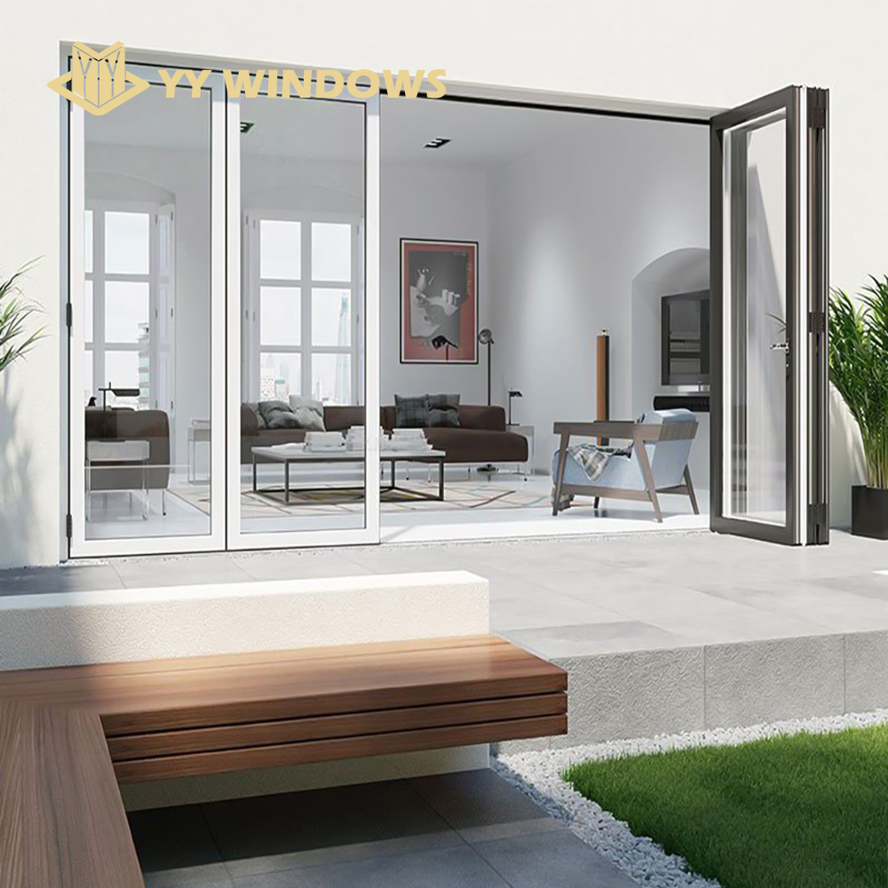 YY Construction Miami Orkaanbestendige Glazen Buitenwand Aluminium Vouwdeuren