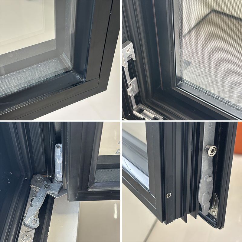 Ca Title 24 Op maat gemaakte aluminium ramen en deuren Energiebesparend Low-E glas Draai-kiepraam Dubbelglas Kantel- en draairaam voor woningen
