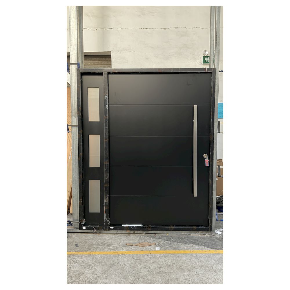 Op maat gemaakte aluminium voordeur, moderne aluminium voordeur, weerbestendige aluminium voordeur voor luxe woningprojecten.