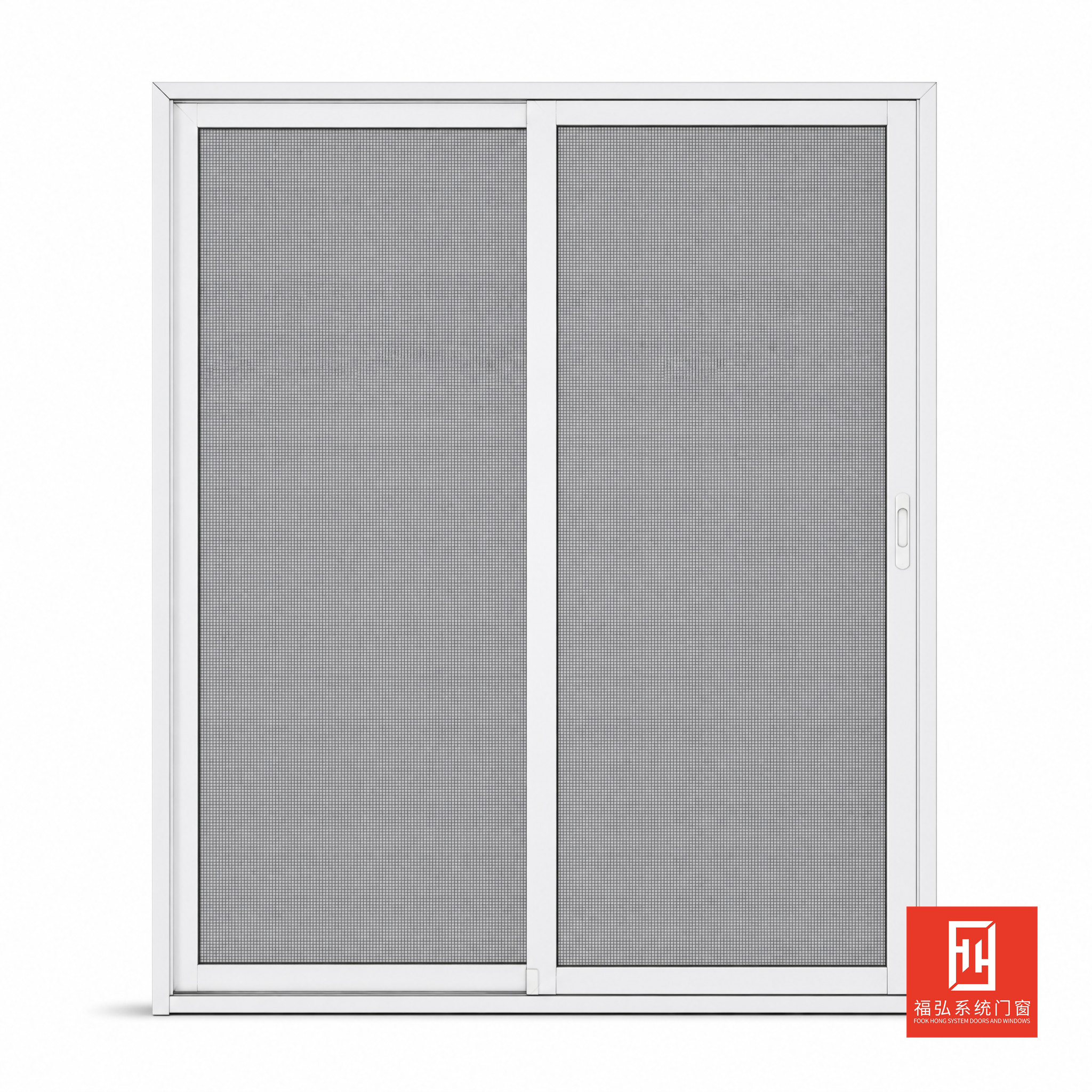 Moderne aluminium schuifhor met roestvrijstalen horgaas, thermische isolatie en insectenwering voor buiten.