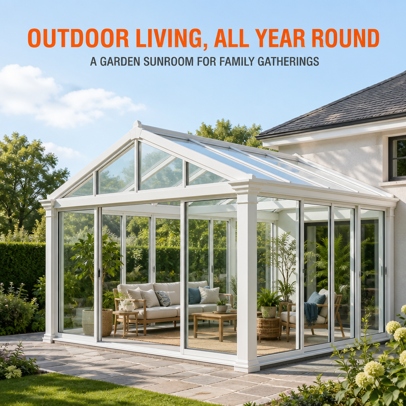 MEXIN Modern Aluminum Enclosed Four Seasons Sunroom Low-E Glass Detachable PC Screen 3 Sliding Double Doors Residential Exterior