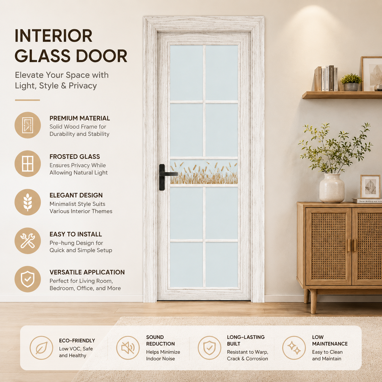 Binnendeur met draaideur, aluminium frame en elegant privacyglas voor badkamers, geschikt voor diverse projecten.