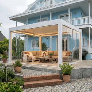 Automatische regenbestendige aluminium lamellenpergola 3x3m