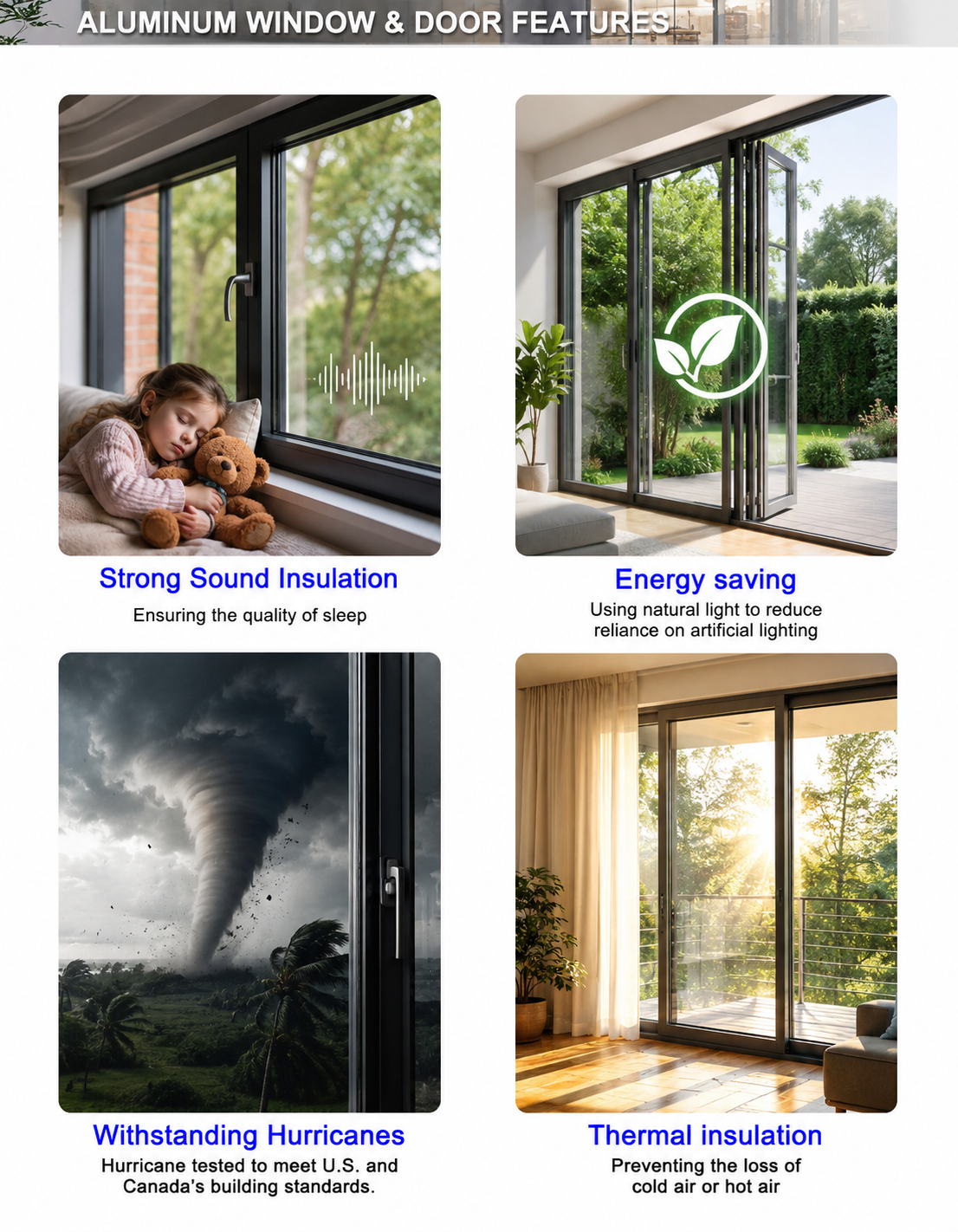 AMJ Orkaanbestendig Aluminium Raam Energiezuinig NFRC CSA AS2047 Glas Draai-kiepraam Dubbelglas Aluminium Raam