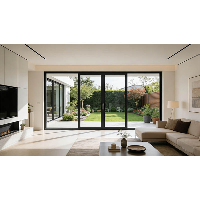 Australië AS2047 Moderne aluminium, thermisch onderbroken, dubbelwandig gehard glas, vloer en plafond, groot, opklapbaar, schuifbaar interieurglas
