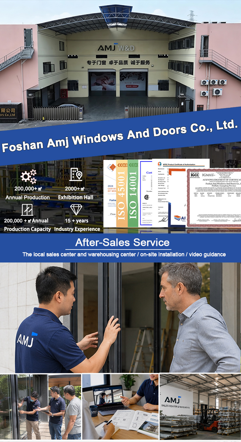 AMJ NFRC Grid Design Villa Waterproof Bi Fold Doors Aluminum Exterior Door Balcony Patio Lowe Glass Doors