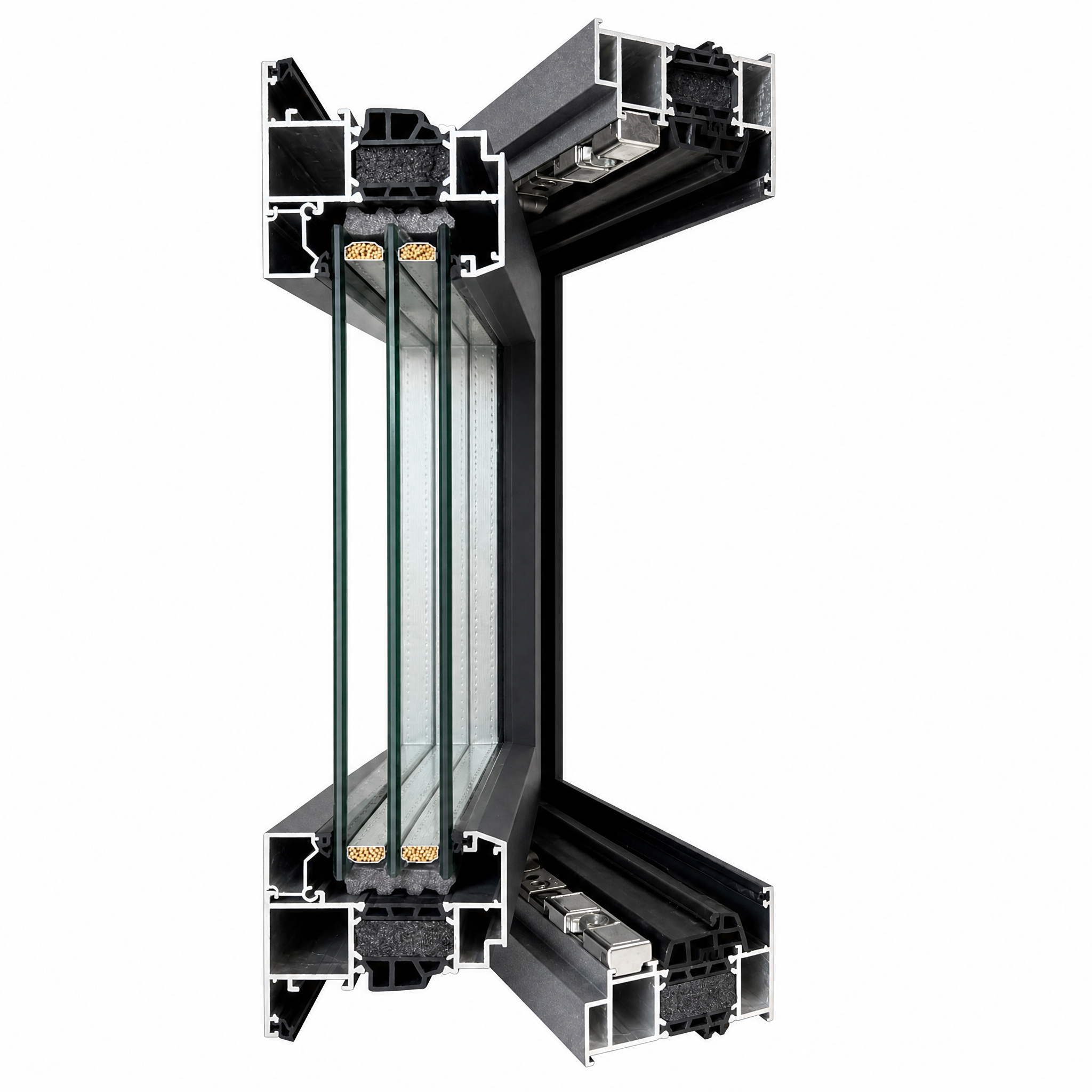 Grote bruine aluminiumlegering ramen en deuren met dubbel/driedubbel glas, warmte-isolatie voor moderne huizen, hotels en villa's.