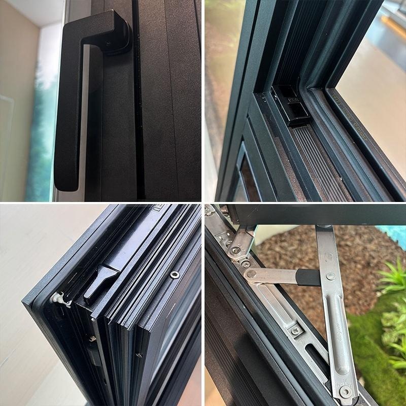 Moderne, orkaanbestendige, slagvaste ramen, energiebesparend Low-E glas, thermisch onderbroken draai-kiepramen van aluminium en deuren voor entree