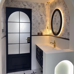 Zeer smalle draaideur van aluminiumlegering met glas modern Frans design