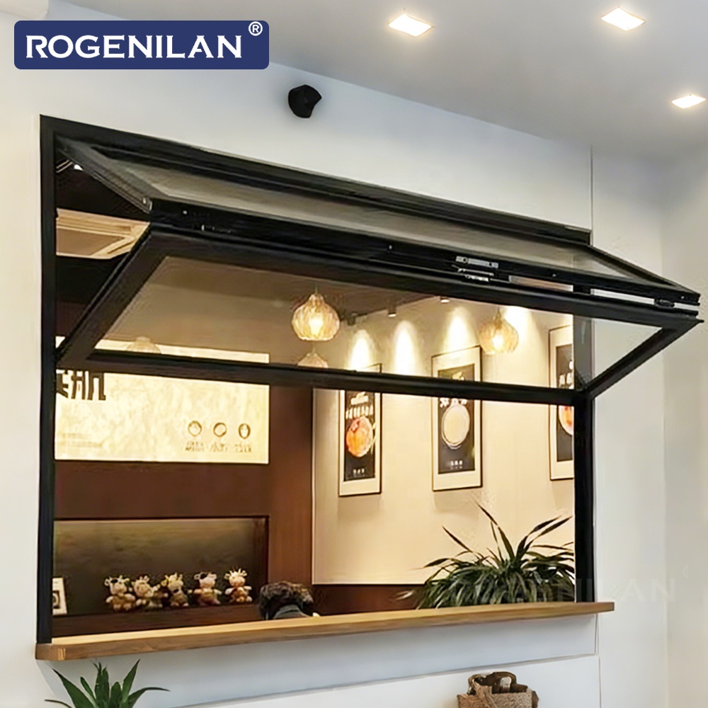 Rogenilan Amerikaanse stijl dubbelglas verticaal openende vouwramen van gehard aluminium.