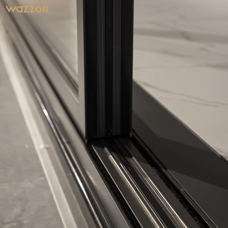 Wazzor energiezuinige aluminium schuifdeuren met gehard glas, frameloos, geschikt voor terras, balkon en andere binnenruimtes.