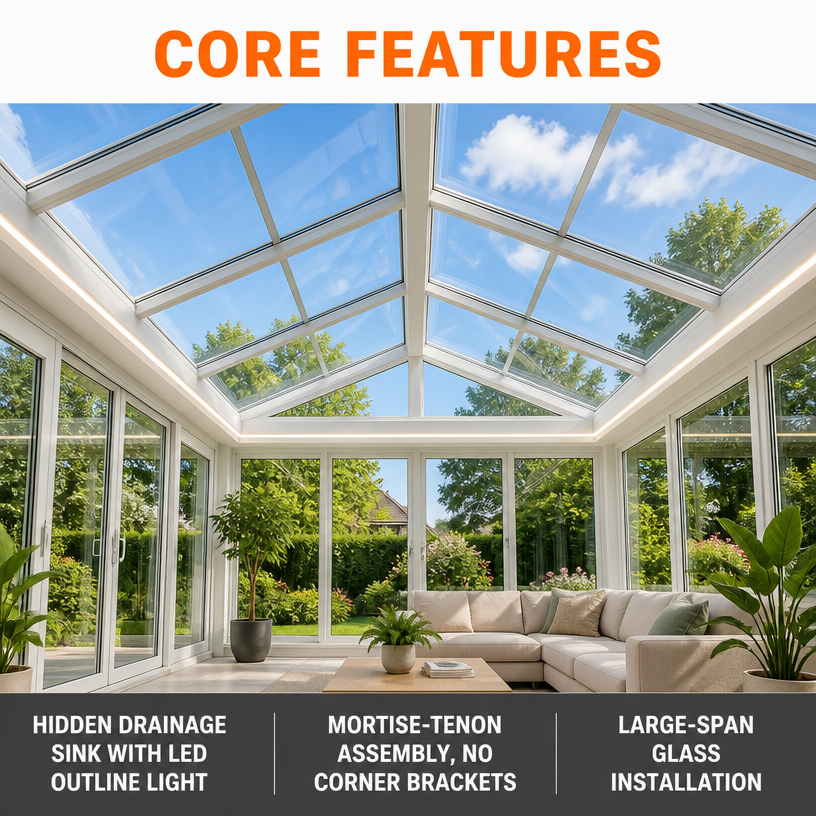 MEXIN Modern Aluminum Enclosed Four Seasons Sunroom Low-E Glass Detachable PC Screen 3 Sliding Double Doors Residential Exterior