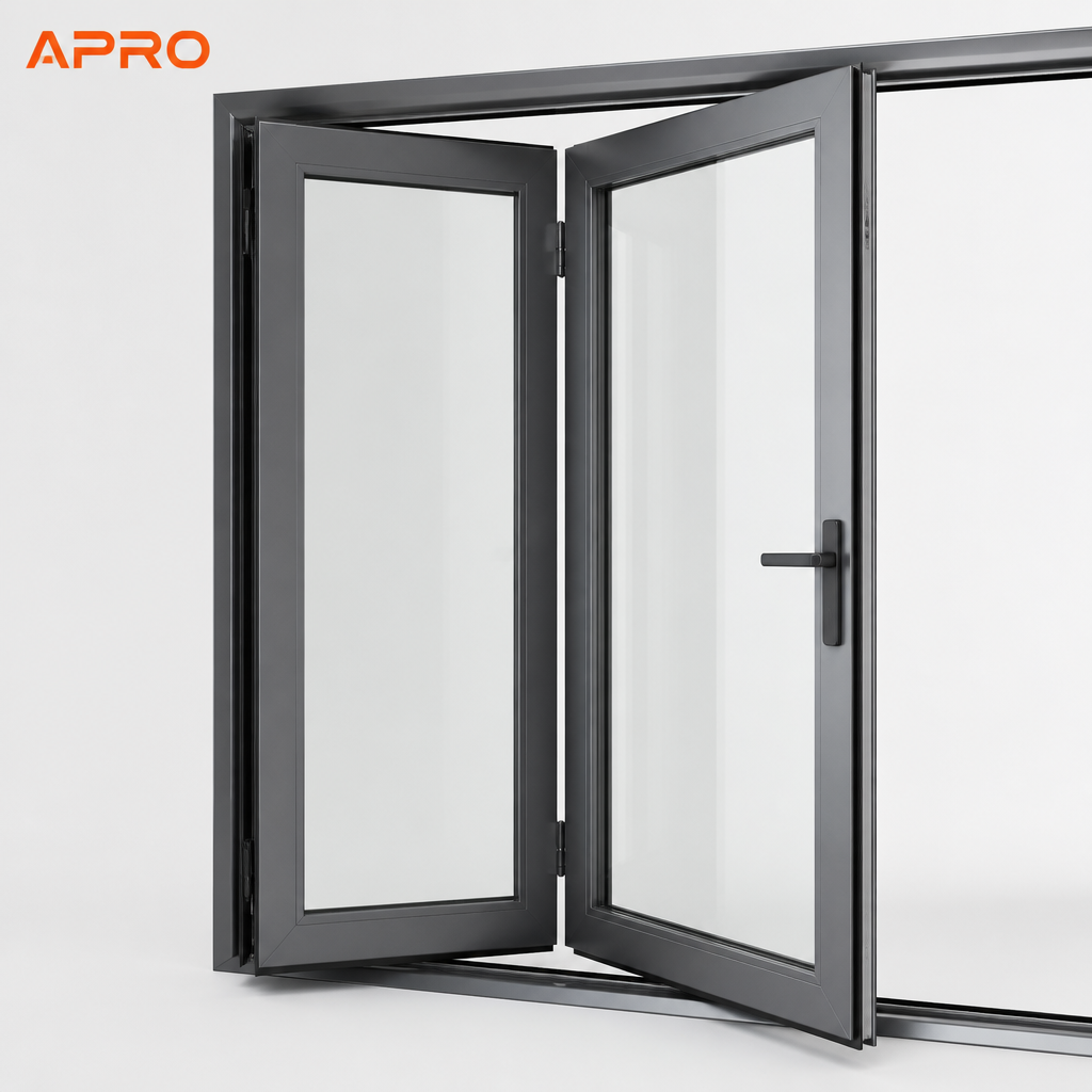 Breedste binnenvouwdeuren met gehard glas, aluminium vouwrolmagneet, aluminium vouwdeuren voor de badkamer