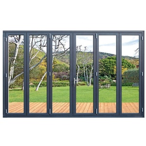 China Door Buitendeur Aluminium Gehard Glas Dubbele Vouwdeur Horren Vouwdeuren