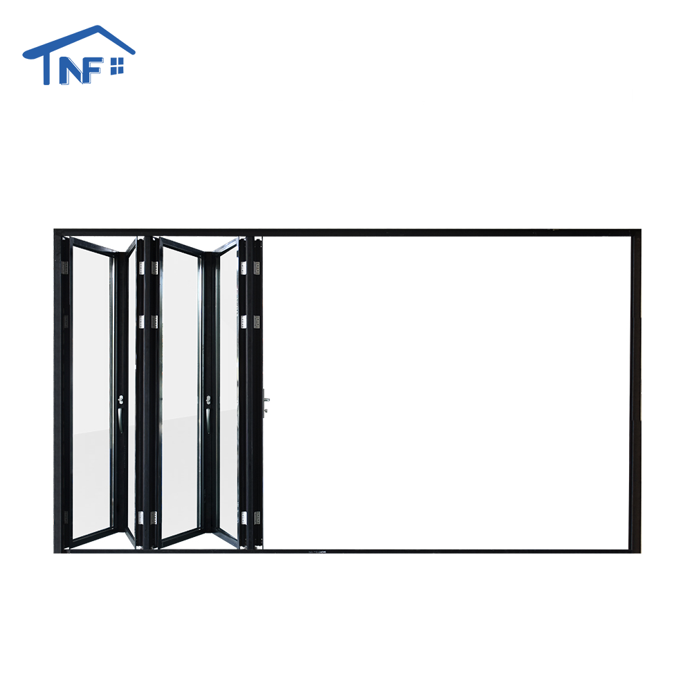 Op maat gemaakte NF aluminium vouwdeuren met NFRC thermische onderbreking, waterdicht, dubbelwandig Low-e gehard glas, geschikt voor terrassen en patio's.