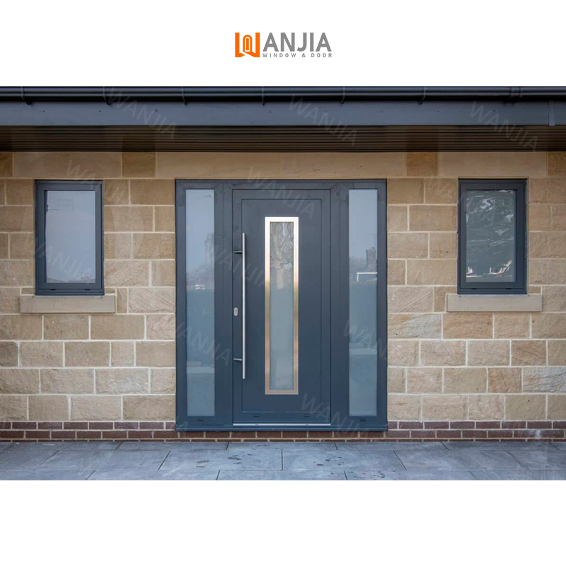 WANJIA Moderne Design Voordeur met Veiligheidsdeur, Aluminium Buitendeur met Veiligheidsdeur